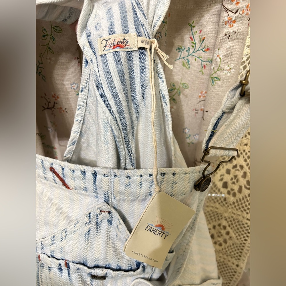 Faherty Topsail Railroad Stripe Overalls NWT Size M - Picture 3 of 6